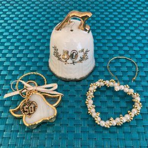 50th Anniversary Gift Set Bell Angel Heart Vintage